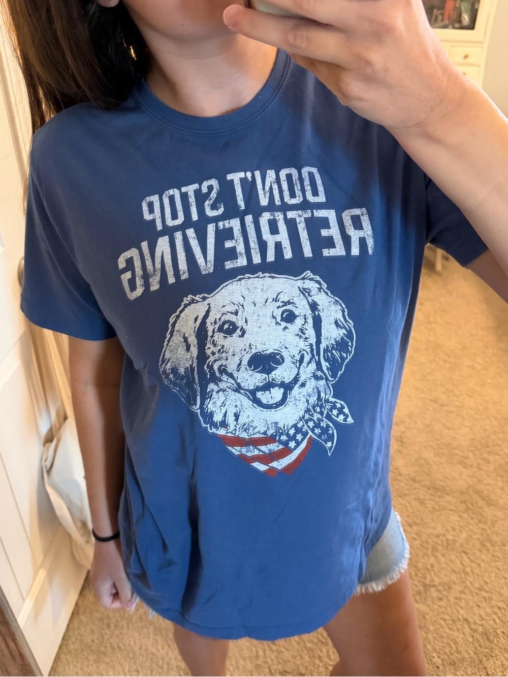 State of Mind Blue Dog Graphic T-Shirt with Patriotic Bandana